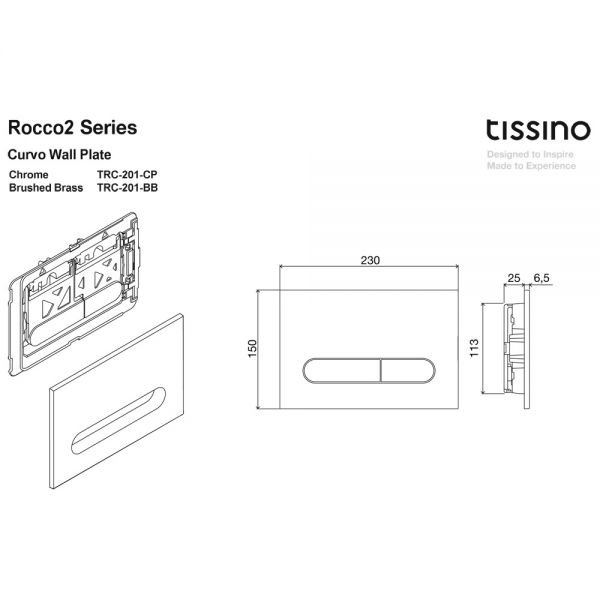 Tissino Rocco2 Curvo Dual Flush Plate Chrome #2