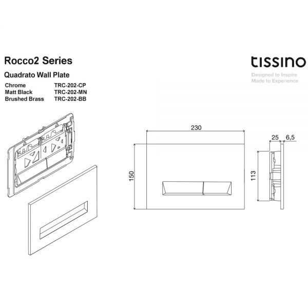 Tissino Rocco2 Quadrato Dual Flush Plate Chrome #2