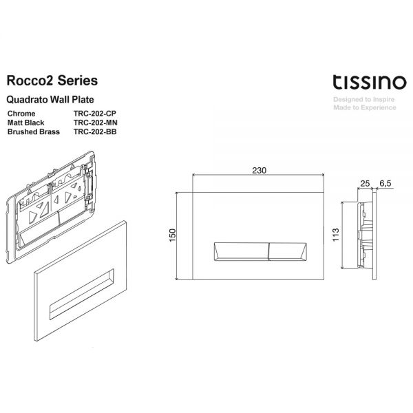 Tissino Rocco2 Quadrato Dual Flush Plate Gloss White #2
