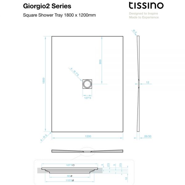 Tissino Giorgio2 1800 x 1200 Rectangular Black Slate Effect Shower Tray #2