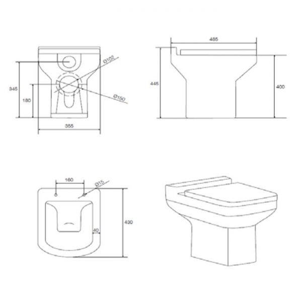 Kartell Trim Back to Wall WC POT473TR POT472TR #2