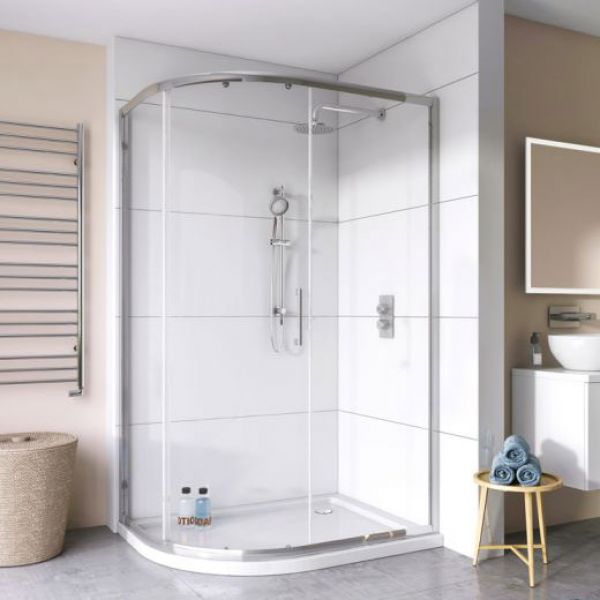 Tissino Rivelo 900 x 760mm Single Door Offset Quadrant Shower Door Enclosure