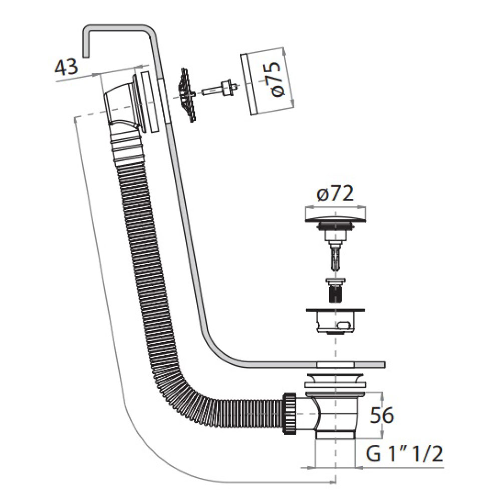 Crosswater 3ONE6 Stainless Steel Click Clack Bath Waste TS0204S