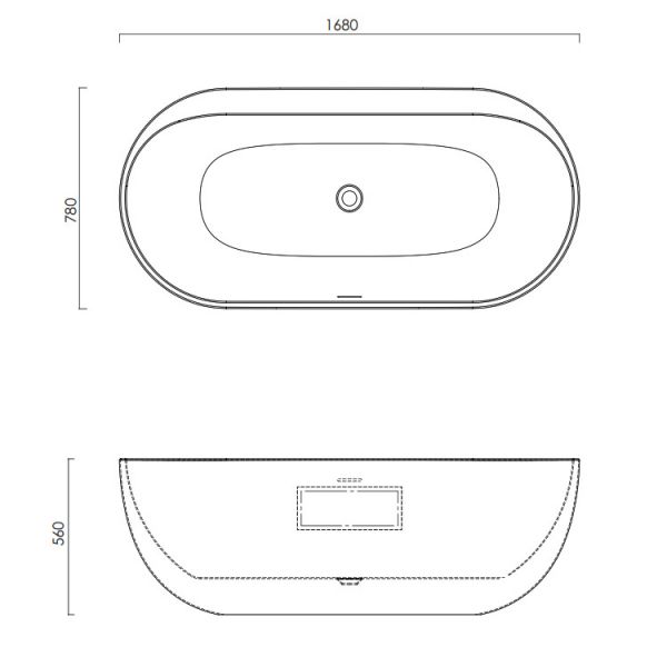 Tissino Tanaro 1680 x 780 Freestanding Double Ended Bath with Ledge #5
