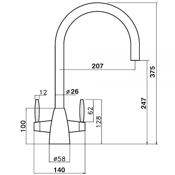 Clearwater Tutti Dual Lever Brushed Nickel Twist & Spray Monobloc Kitchen Sink Mixer Tap #3