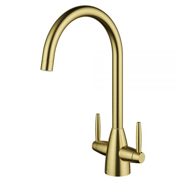 Clearwater Tutti Dual Lever Artisan Brass Twist & Spray Monobloc Kitchen Sink Mixer Tap