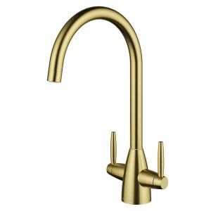 Clearwater Tutti Dual Lever Artisan Brass Twist & Spray Monobloc Kitchen Sink Mixer Tap