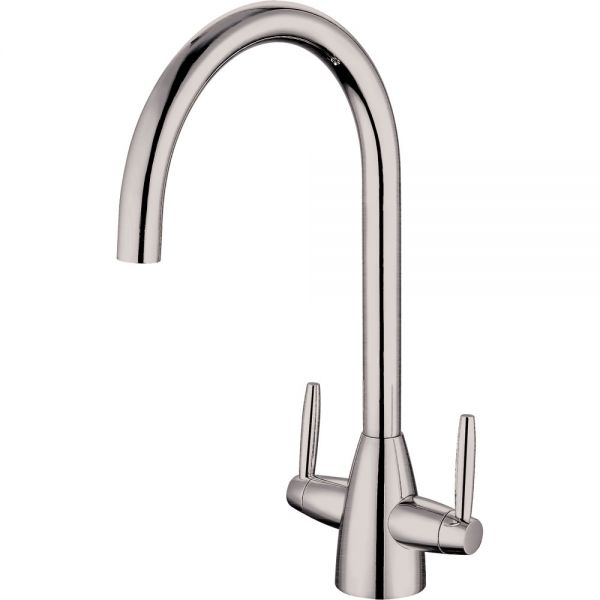 Clearwater Tutti Dual Lever Brushed Nickel Twist & Spray Monobloc Kitchen Sink Mixer Tap