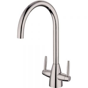 Clearwater Tutti Dual Lever Brushed Nickel Twist & Spray Monobloc Kitchen Sink Mixer Tap
