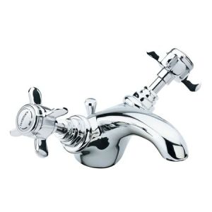 Tavistock Varsity Chrome Mono Duel Cross Head Basin Mixer Tap with Waste