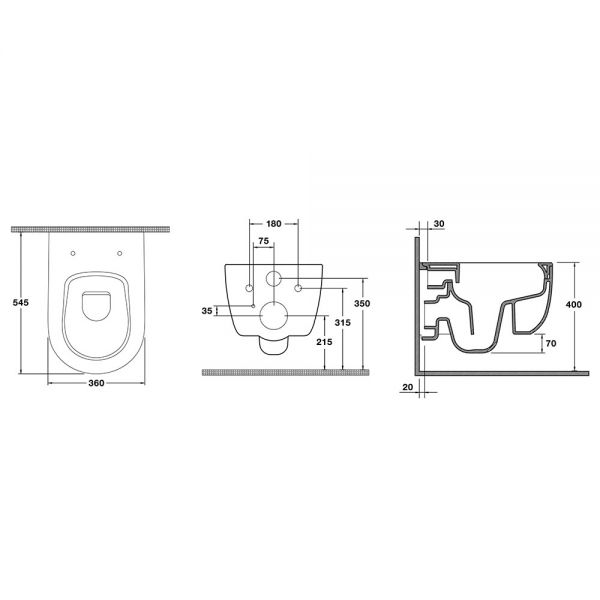 Tissino Velino Rimless Wall Hung Toilet Pan with Seat and Brushed Brass Fixings #3
