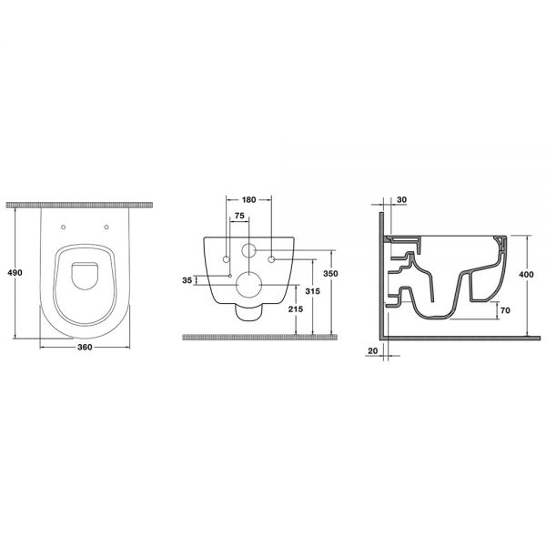 Tissino Velino Rimless Wall Hung Short Projection Toilet Pan with Seat and Brushed Brass Fixings #2