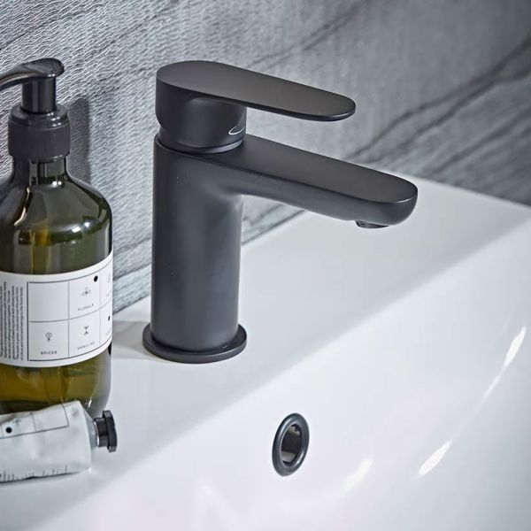Tavistock Zero Black Mono Basin Mixer Tap with Waste #2
