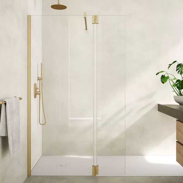 Tissino Armano Brushed Brass 1100mm Wet Room Walk In Shower Panel