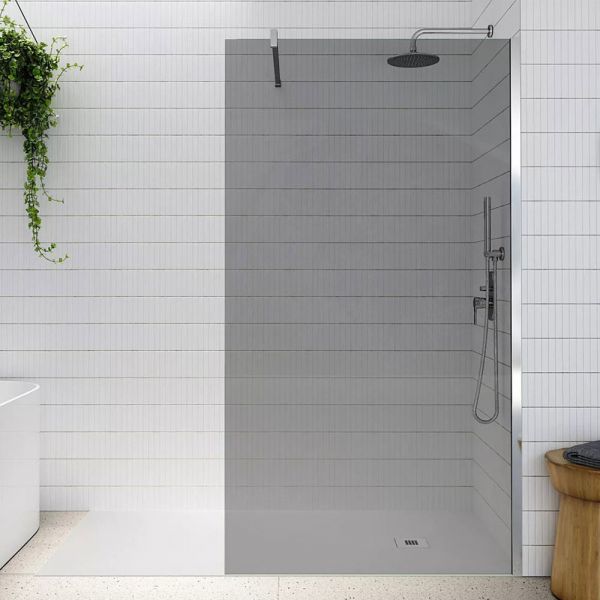 Tissino Armano Chrome 1000mm Grey Glass Wet Room Walk In Shower Panel