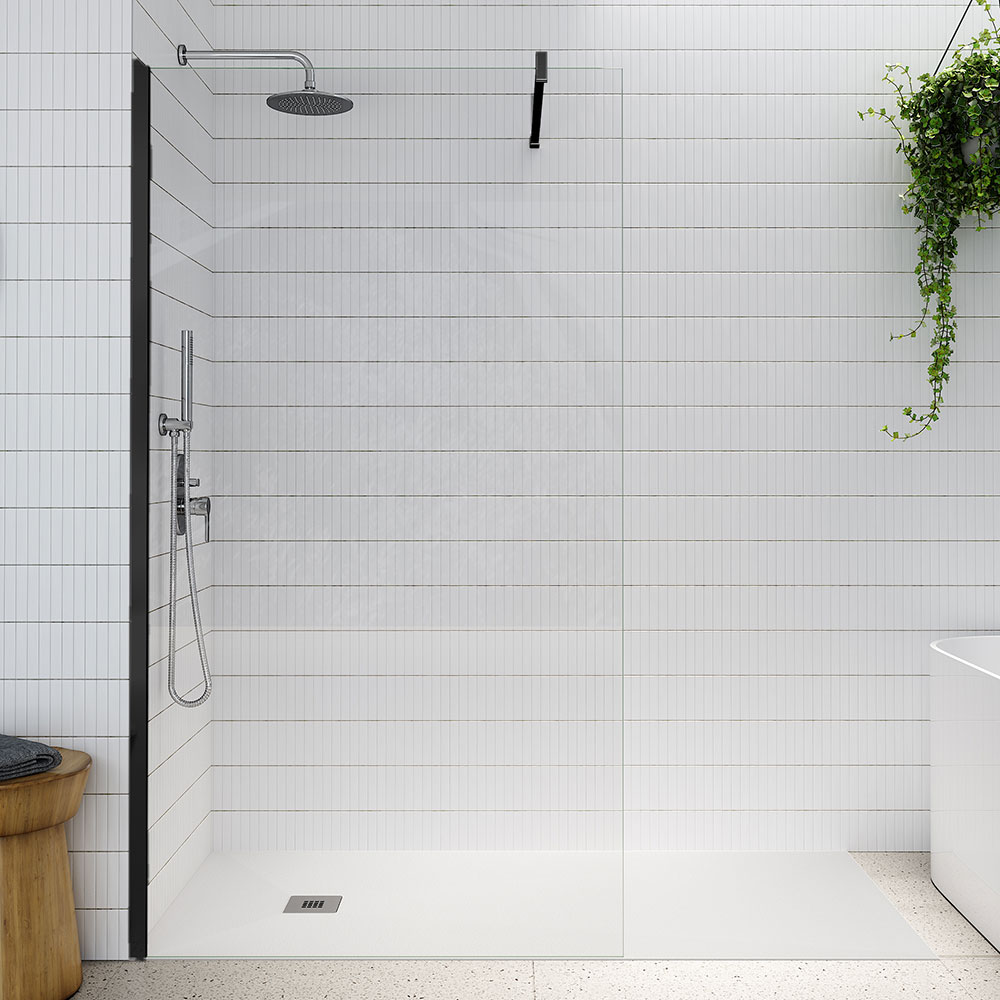 Tissino Armano Matt Black 1000mm Wet Room Walk In Shower Panel TAR310MN