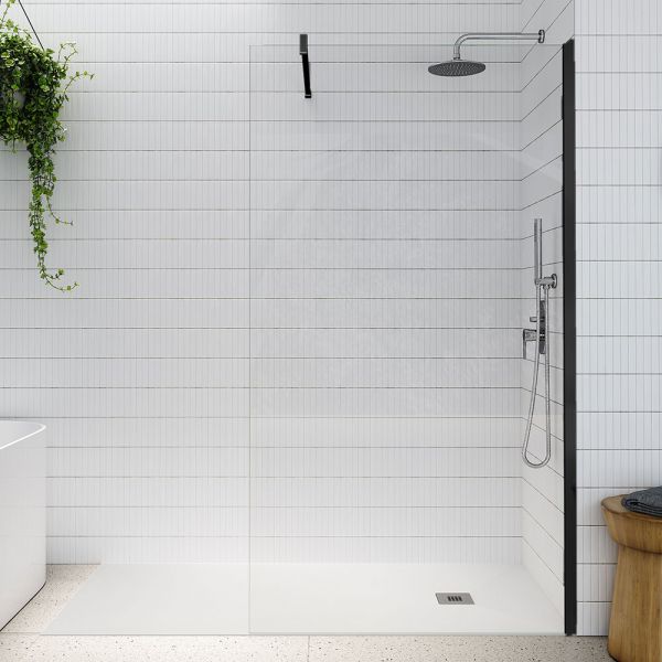 Tissino Armano Matt Black 700mm Wet Room Walk In Shower Panel