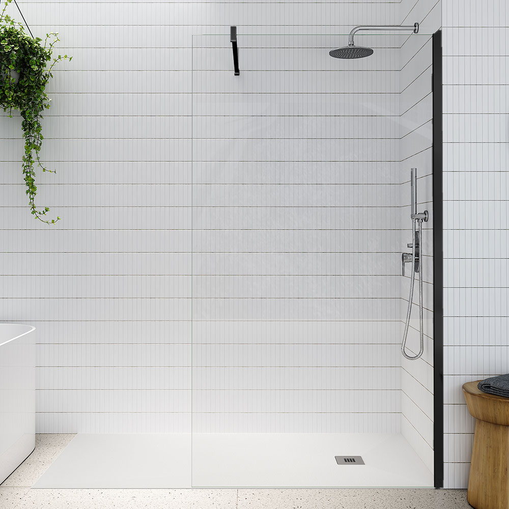 Tissino Armano Matt Black 1000mm Wet Room Walk In Shower Panel TAR310MN