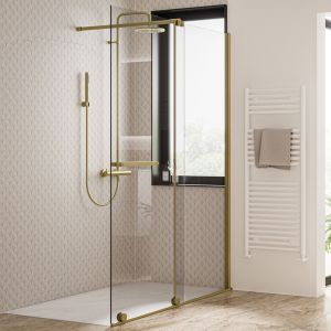 Tissino Armano Roller Brushed Brass 1600mm Sliding Shower Door Right Hand