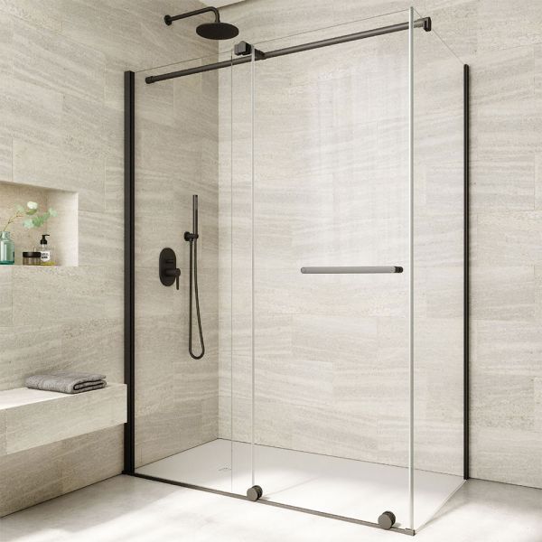 Tissino Armano Roller Matt Black 1700mm Sliding Shower Door Left Hand #2