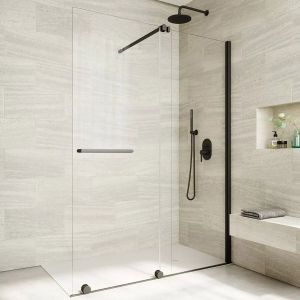 Tissino Armano Roller Matt Black 1400mm Sliding Shower Door Right Hand