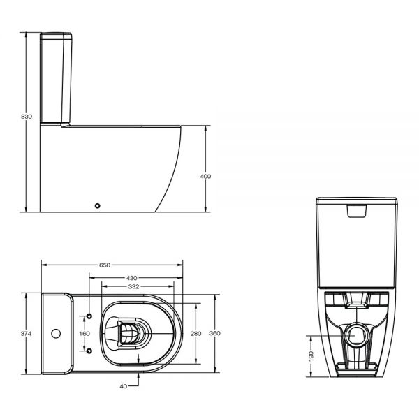 Tissino Davoli Gloss White Rimless Close Coupled Toilet, Cistern and Seat with Black Fixings #2