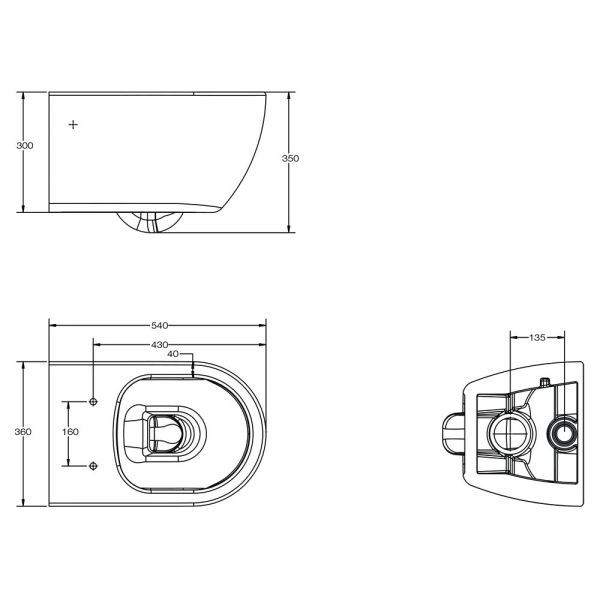 Tissino Davoli Matt White Rimless Wall Hung Toilet Pan with Seat #2