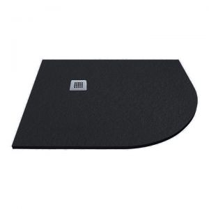 Tissino Giorgio2 1200 x 900 Offset Quadrant Right Hand Black Slate Effect Shower Tray