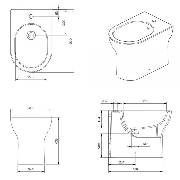 Tissino Nerola Back To Wall Bidet #2