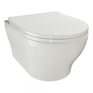 Tissino Nerola Rimless Wall Hung Toilet Pan with Slimline Seat and Matt Black Fixings