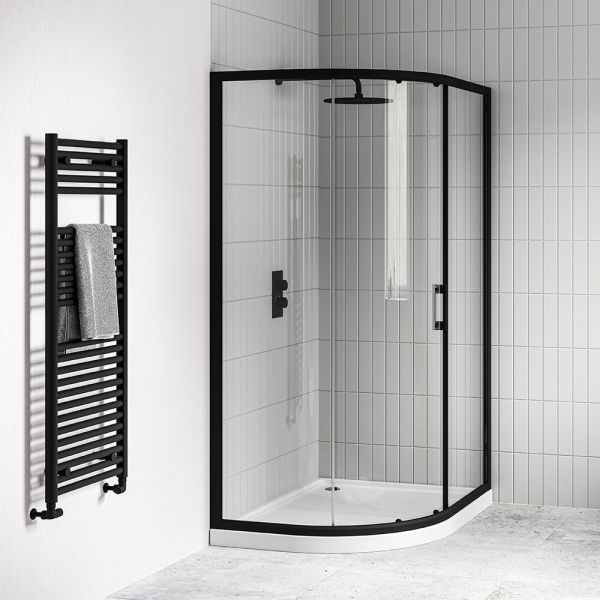 Tissino Rivelo Black 1000 x 1000mm Single Door Quadrant Shower Door