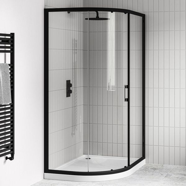 Tissino Rivelo Black 1000 x 1000mm Single Door Quadrant Shower Door