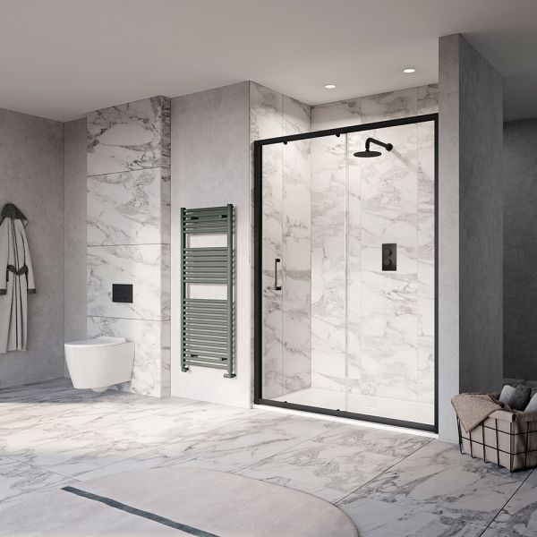 Tissino Rivelo Black 1400mm Sliding Shower Door #2