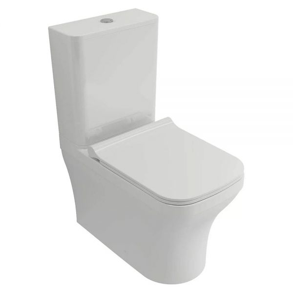 Tissino Savuto Rimless Close Coupled Toilet Pan, Cistern and Seat with Chrome Fixings #2
