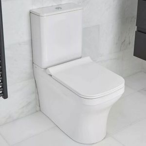 Tissino Savuto Rimless Close Coupled Toilet Pan, Cistern and Seat with Matt Black Fixings