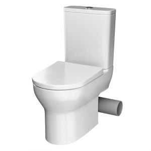 Tissino Nerola Right Handed Rimless Close Coupled Toilet Pan, Cistern and Wrapover Seat with Chrome Fixings