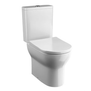 Tissino Nerola Rimless Open Back Close Coupled Toilet Pan, Cistern and Wrapover Seat with Matt Black Fixings