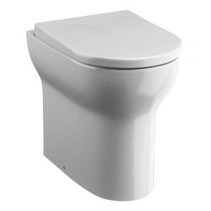 Tissino Nerola Rimless Comfort Height Back To Wall Toilet Pan with Wrapover Seat and Matt Black Fixings