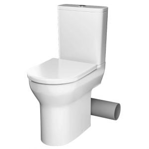Tissino Nerola Right Handed Rimless Comfort Height Close Coupled Toilet Pan, Cistern and Wrapover Seat with Chrome Fixings