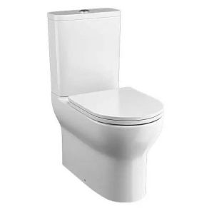 Tissino Nerola Rimless Close Coupled Toilet Pan, Cistern and Slimline Seat with Chrome Fixings