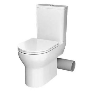 Tissino Nerola Right Handed Rimless Close Coupled Toilet Pan, Cistern and Slimline Seat with Brushed Brass Fixings