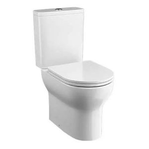 Tissino Nerola Rimless Open Back Close Coupled Toilet Pan, Cistern and Slimline Seat with Brushed Brass Fixings