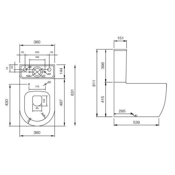 Tissino Velino Rimless Close Coupled Toilet Pan, Cistern and Seat with Matt Black Fixings #2