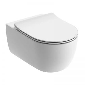 Tissino Velino Rimless Wall Hung Toilet Pan with Seat and Matt Black Fixings