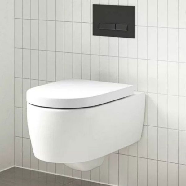 Tissino Velino Rimless Wall Hung Toilet Pan with Seat and Brushed Brass Fixings #2