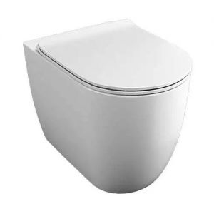 Tissino Velino Rimless Back To Wall Toilet Pan with Seat and Brushed Brass Fixings