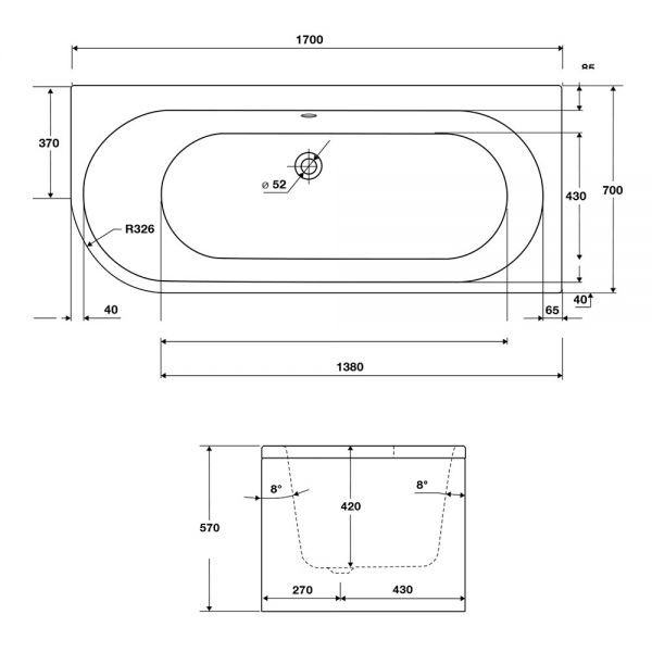 Tissino Angelo Premium Left Hand 1700 x 700mm Bath #5