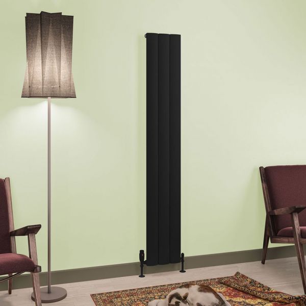 Eastbrook Tordino 1800 x 280 Matt Black Aluminium Designer Radiator #2