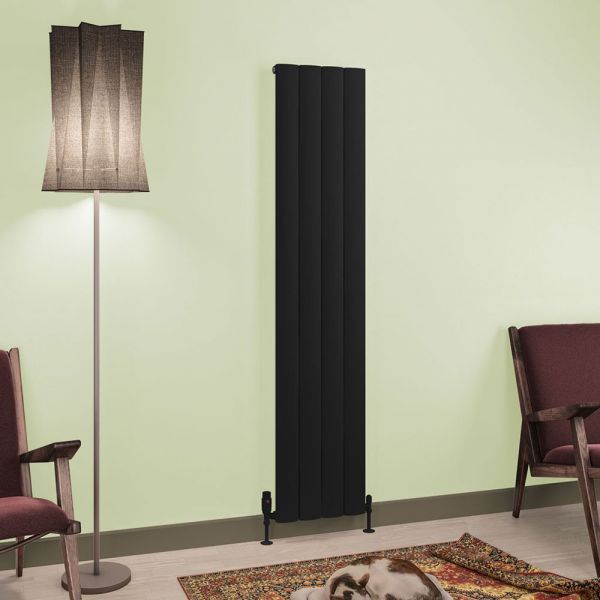 Eastbrook Tordino 1800 x 375 Matt Black Aluminium Designer Radiator #2