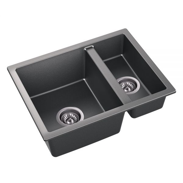 Reginox Toulon Grey Silvery 1.5 Bowl Granite Kitchen Sink 600 x 460mm #3